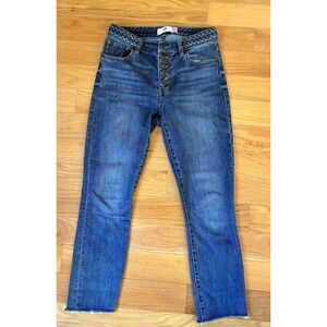 cabi Button Fly Skinny Jeans with Braided Waist - Size 4